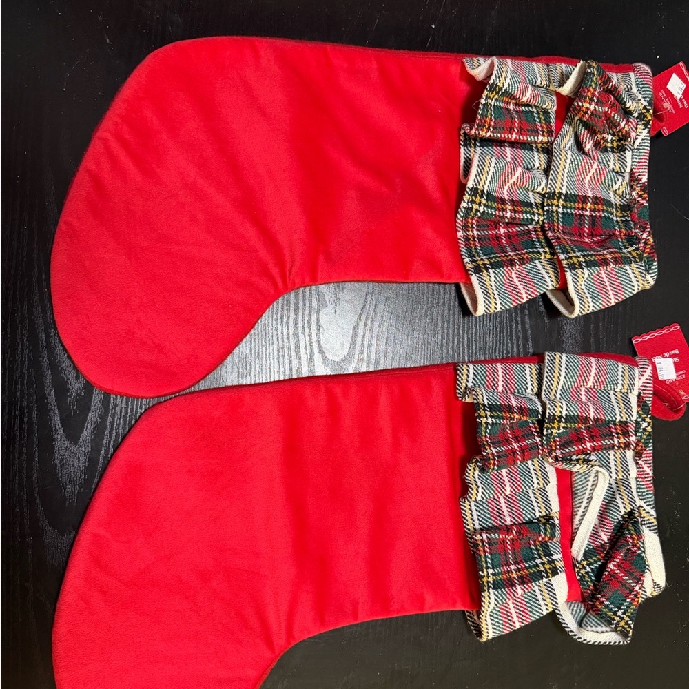 Ashland Red Stockings with Plaid Trim